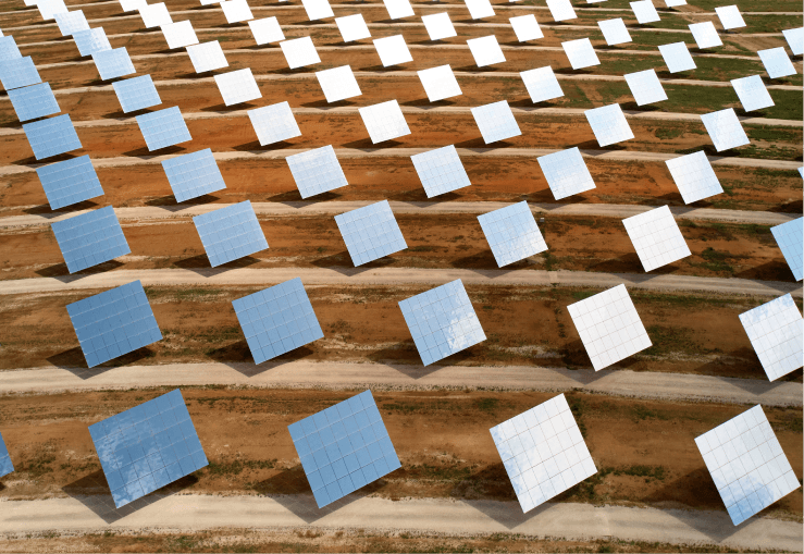 Rows of blue theater seats seen from above